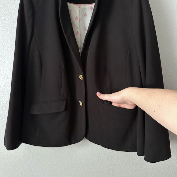 Talbots Cotton Pique Black Blazer Crest Button Blazer‎ Women's Size 18w Petite - Picture 3 of 15